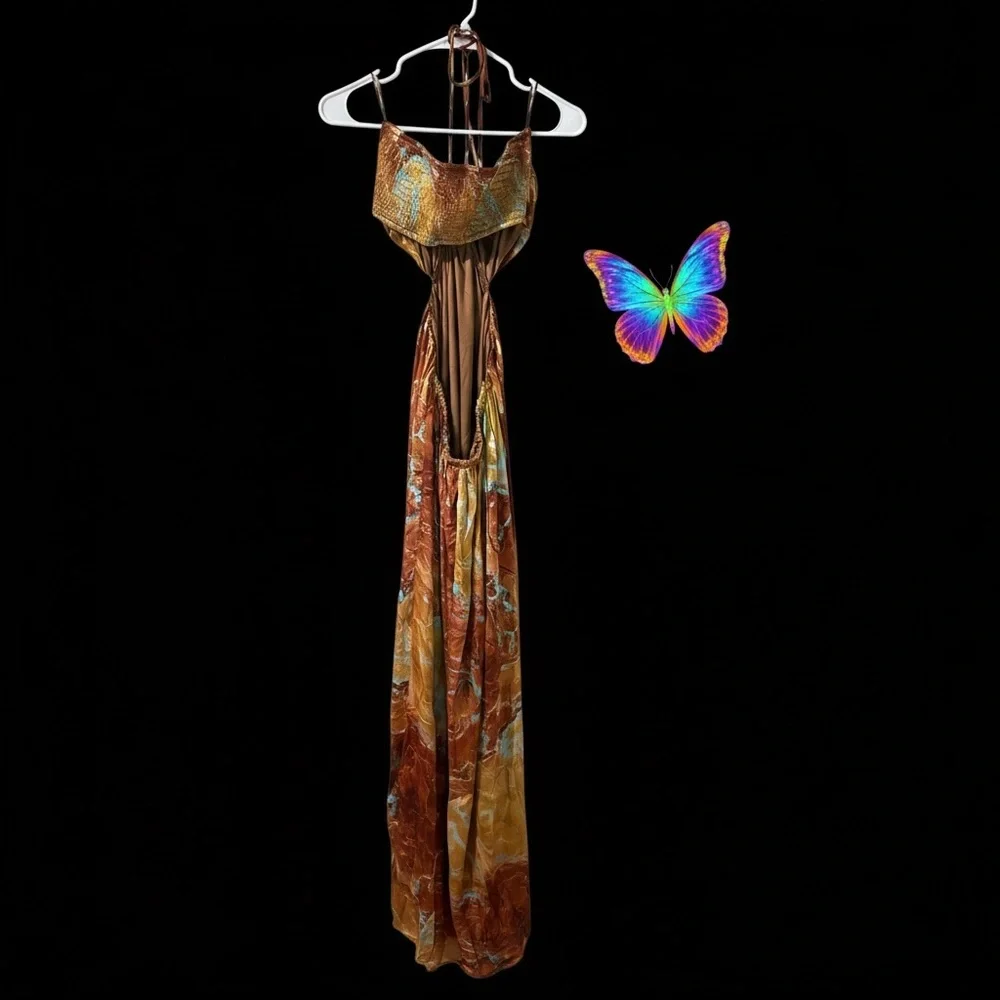 NWT Strapless Dress in Brown and Gold. Fast 🚚📦 - Picture 12 of 15